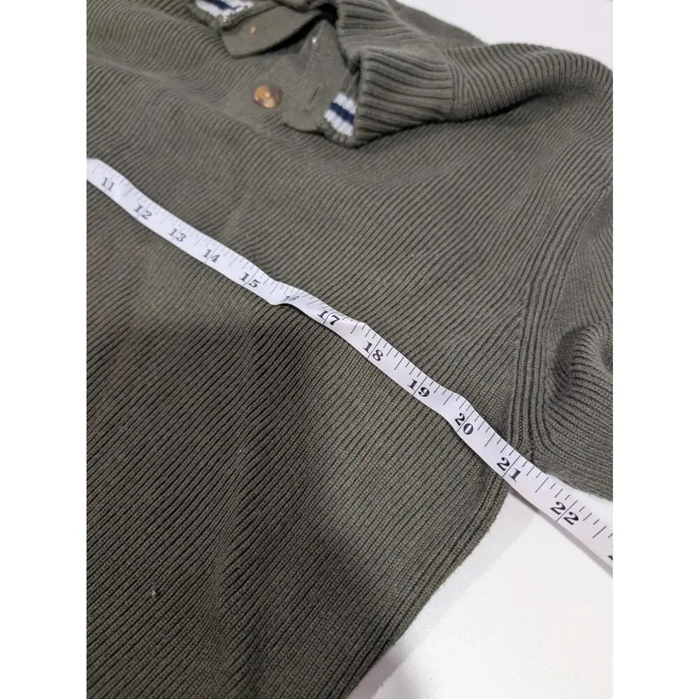 Mizzen+Main Sweater Mens‎ XXL Green Button Neck Henley Ribbed